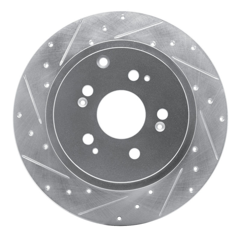 Honda Ridgeline Brake Rotor (1) - Rear Left - R1 Concepts - Drilled & Slotted - Silver - `06-`14